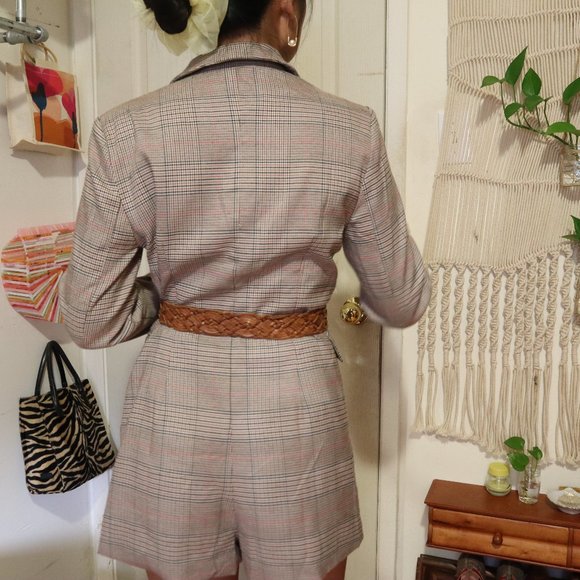 Like new MINI JUMPSUIT - Blazer style plaid Romper XS/S sexy office chic - Picture 7 of 16